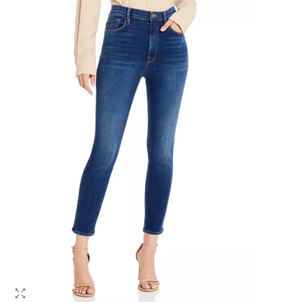 Frame Ali High-Rise Cigarette Jeans | Lupine Dark Wash | Size 27 - Picture 2 of 8